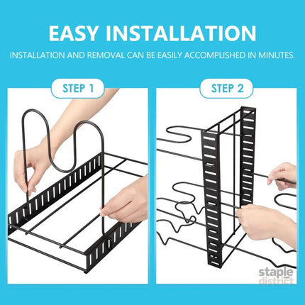 CARLA HOME Adjustable 8-Tier Pan Rack Pot Organizer for Kitchen Cabinet-2042061542966562824