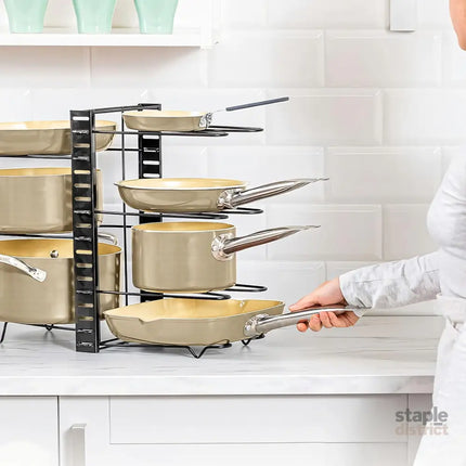 CARLA HOME Adjustable 8-Tier Pan Rack Pot Organizer for Kitchen Cabinet-2042061542966562817