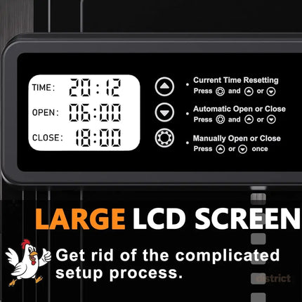 CARLA HOME Automatic Chicken Coop Door Opener with Timer Control, Anti-Pinch Protection, LCD Display & Battery Powered for Backyard Chickens-2050057507816214530