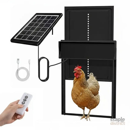 CARLA HOME Automatic Chicken Coop Door Solar Powered with 4 Mode Timer & Light Sensor, Anti-Pinch & USB Charging Port-2050057516364206089