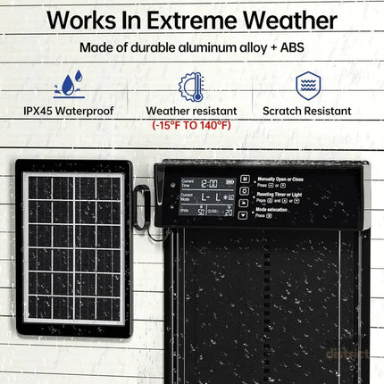 CARLA HOME Automatic Chicken Coop Door Solar Powered with 4 Mode Timer & Light Sensor, Anti-Pinch & USB Charging Port-2050057516364206085