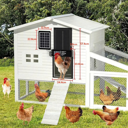 CARLA HOME Automatic Chicken Coop Door Solar Powered with 4 Mode Timer & Light Sensor, Anti-Pinch & USB Charging Port-2050057516364206086