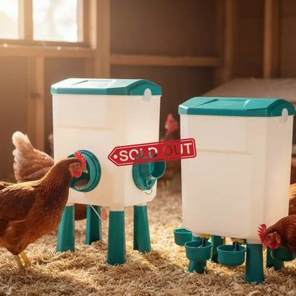 CARLA HOME Automatic Chicken Feeder Waterer Set with 8KG Food 7L Water Capacity for Coop, Chickens, Ducks, Quails (Blue)-2050057513969258497