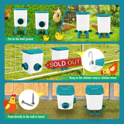 CARLA HOME Automatic Chicken Feeder Waterer Set with 8KG Food 7L Water Capacity for Coop, Chickens, Ducks, Quails (Blue)-2050057513969258500