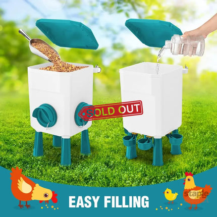 CARLA HOME Automatic Chicken Feeder Waterer Set with 8KG Food 7L Water Capacity for Coop, Chickens, Ducks, Quails (Blue)-2050057513969258502