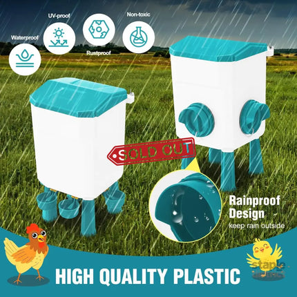CARLA HOME Automatic Chicken Feeder Waterer Set with 8KG Food 7L Water Capacity for Coop, Chickens, Ducks, Quails (Blue)-2050057513969258503
