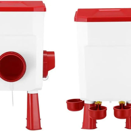 CARLA HOME Automatic Chicken Feeder Waterer Set with 8KG Food 7L Water Capacity for Coop, Chickens, Ducks, Quails (Red)-2050057513818263552