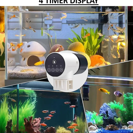 CARLA HOME Automatic Fish Feeder with Timer, Moistureproof Dispenser & Rechargeable Feeding for Aquarium or Tank-2050057508931899394