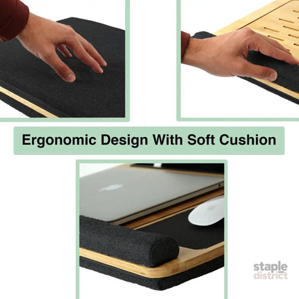 CARLA HOME Bamboo Laptop Lap Desk with Cushion and Angle Adjustable for Office and Home-2042061567016701956