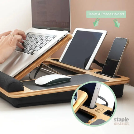 CARLA HOME Bamboo Laptop Lap Desk with Cushion and Angle Adjustable for Office and Home-2042061567016701957