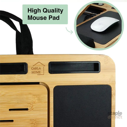 CARLA HOME Bamboo Laptop Lap Desk with Cushion and Angle Adjustable for Office and Home-2042061567016701958