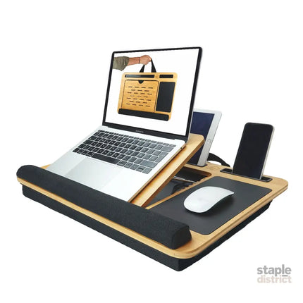 CARLA HOME Bamboo Laptop Lap Desk with Cushion and Angle Adjustable for Office and Home-2042061567016701952