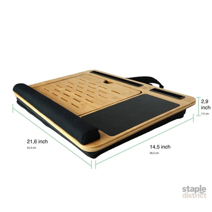 CARLA HOME Bamboo Laptop Lap Desk with Cushion, Angle Adjustable and Sleeve Case Bag for Office and Home-2042061565141848071