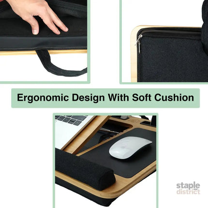 CARLA HOME Bamboo Laptop Lap Desk with Cushion, Angle Adjustable and Sleeve Case Bag for Office and Home-2042061565141848070