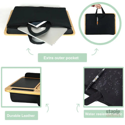 CARLA HOME Bamboo Laptop Lap Desk with Cushion, Angle Adjustable and Sleeve Case Bag for Office and Home-2042061565141848068