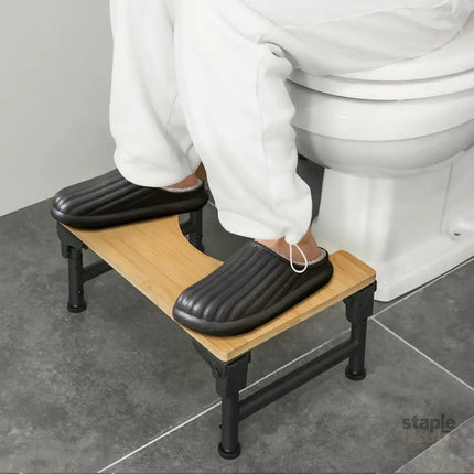 CARLA HOME Bamboo Toilet Stool Foldable and Adjustable Height with Non-Slip Layer for Bathroom-2042061561975148551
