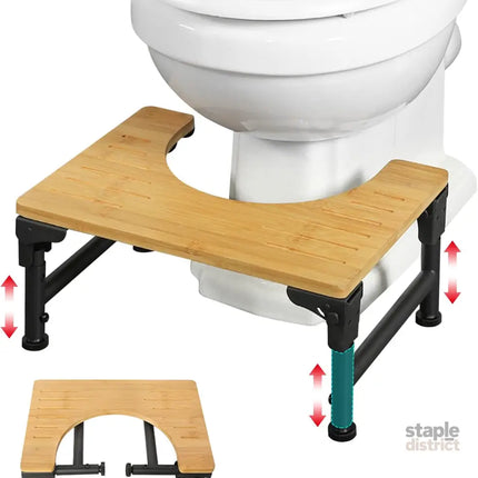 CARLA HOME Bamboo Toilet Stool Foldable and Adjustable Height with Non-Slip Layer for Bathroom-2042061561975148544