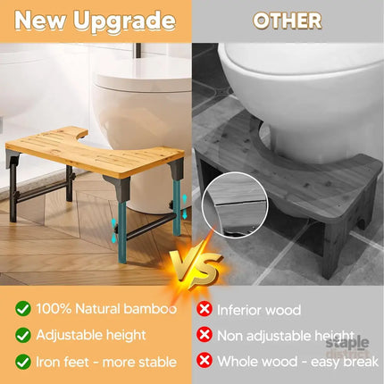 CARLA HOME Bamboo Toilet Stool Foldable and Adjustable Height with Non-Slip Layer for Bathroom-2042061561975148547
