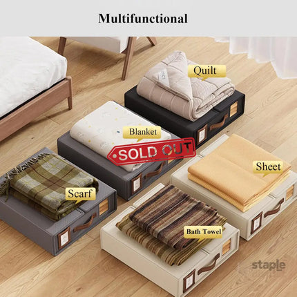 CARLA HOME Bed Sheet Organizer Set of 4 with Handle & Window for Covers, Pillowcases, Blankets, Clothes & Sheets (Black)-2050057506109132804