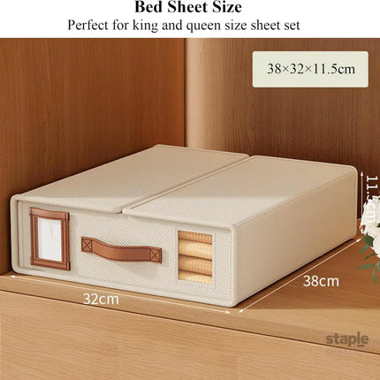 CARLA HOME Bed Sheet Organizer Set of 8 with Handle & Window for Covers, Pillowcases, Blankets, Clothes & Sheets (Beige)-2050057512895516673
