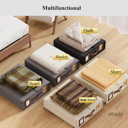 CARLA HOME Bed Sheet Organizer Set of 8 with Handle & Window for Covers, Pillowcases, Blankets, Clothes & Sheets (Beige)-2050057512895516676