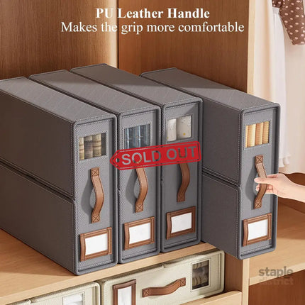 CARLA HOME Bed Sheet Organizer Set of 8 with Handle & Window for Covers, Pillowcases, Blankets, Clothes & Sheets (Black)-2050057512744521735