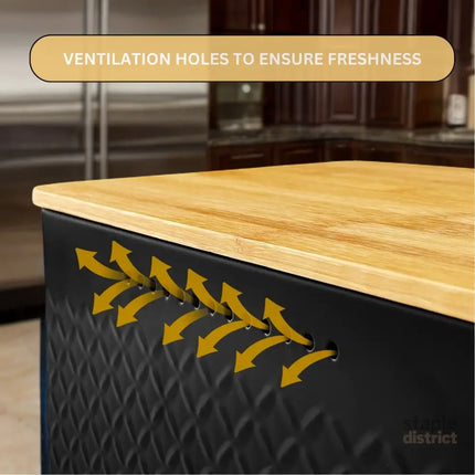 CARLA HOME Bread Bin with Bamboo Lid used as Chopping Board for Kitchen Countertop-2042061559508897795