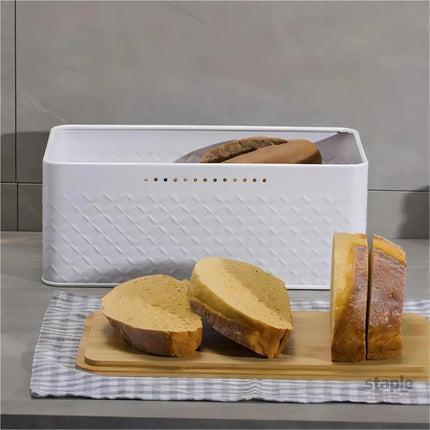 CARLA HOME Bread Bin with Bamboo Lid used as Chopping Board for Kitchen Countertop-2042061559706030084
