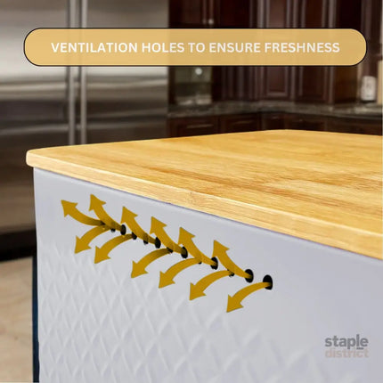 CARLA HOME Bread Bin with Bamboo Lid used as Chopping Board for Kitchen Countertop-2042061559706030083