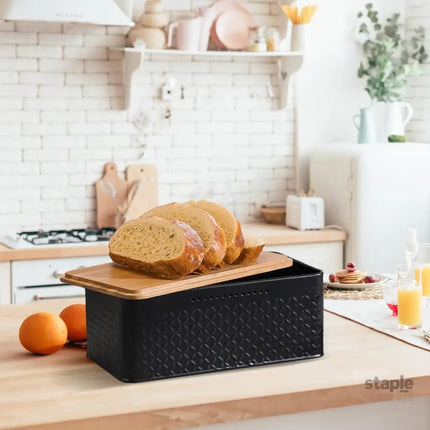 CARLA HOME Bread Bin with Bamboo Lid used as Chopping Board for Kitchen Countertop-2042061559508897796
