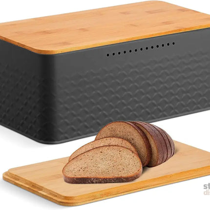 CARLA HOME Bread Bin with Bamboo Lid used as Chopping Board for Kitchen Countertop-2042061559508897792