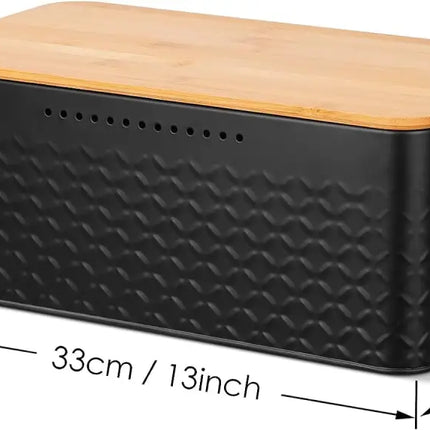 CARLA HOME Bread Bin with Bamboo Lid used as Chopping Board for Kitchen Countertop-2042061559508897799