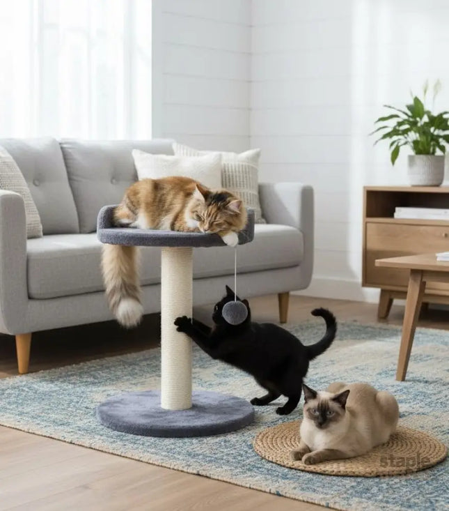 CARLA HOME Cat Tree Tower for Indoor Cats with Plush Perch, Sisal Scratching Post & Hanging Ball Toy for Kittens or Small Breeds-2050057519807729665