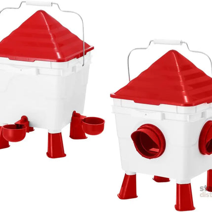 CARLA HOME Chicken Feeder Waterer Set, Automatic Gravity Dispenser with 8KG Food & 8L Water Capacity, 4 Ports & Cups, Clean Poultry Feeding for Coop, Duck, Quail, Hen-2050057514128642048