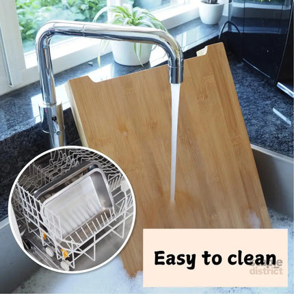 CARLA HOME Chopping Board with with 2 Organiser Stainless Steel Trays Containers-2042061546921791494