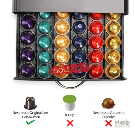 CARLA HOME Coffee Pods Holder Storage Drawer Compatible with 60 Nespresso Pods for Kitchen Storage & Organisation, Nespresso Pod Holder Coffee Machine for Home Storage (Black)-2042061550453395461