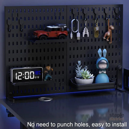 CARLA HOME Desk Pegboard Organizer Kit with Hooks Tray & Mount Ideal for Office Gaming Setup & Home Workspace