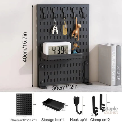 CARLA HOME Desk Pegboard Organizer Kit with Hooks Tray & Mount Ideal for Office Gaming Setup & Home Workspace