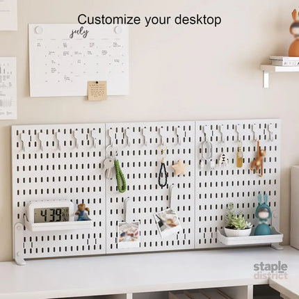 CARLA HOME Desk Pegboard Organizer Kit  with Hooks, Tray & Mount Ideal for Office, Gaming Setup & Home Workspace Organization (White)-2050057503852597253