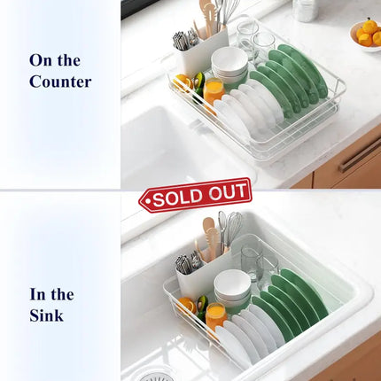 CARLA HOME Dish Drying Rack for Kitchen Counter with Removable Drip Tray, Utensil Holder and Cutlery Organizer-2050057500199358470