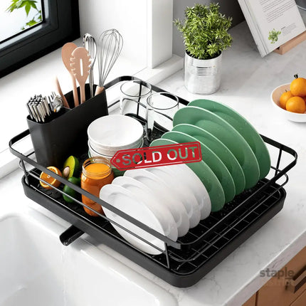 CARLA HOME Dish Drying Rack for Kitchen Counter with Removable Drip Tray, Utensil Holder and Cutlery Organizer-2050057500362936320