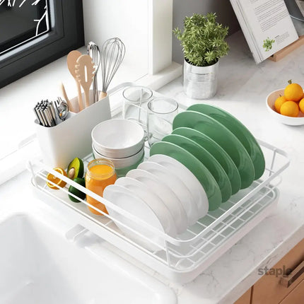 CARLA HOME Dish Drying Rack for Kitchen Counter with Removable Drip Tray, Utensil Holder and Cutlery Organizer-2050057500199358464