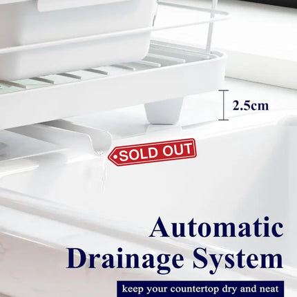 CARLA HOME Dish Drying Rack for Kitchen Counter with Removable Drip Tray, Utensil Holder and Cutlery Organizer-2050057500199358468