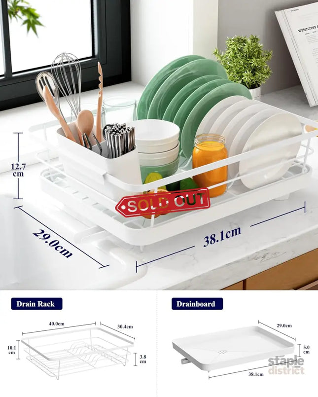 CARLA HOME Dish Drying Rack for Kitchen Counter with Removable Drip Tray, Utensil Holder and Cutlery Organizer-2050057500199358465