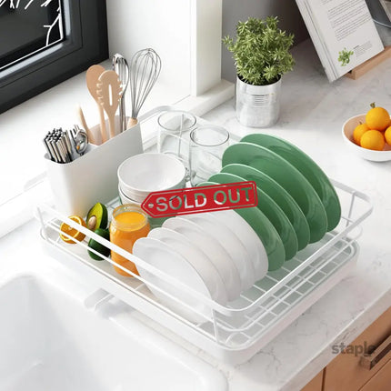 CARLA HOME Dish Drying Rack for Kitchen Counter with Removable Drip Tray, Utensil Holder and Cutlery Organizer-2050057500199358464