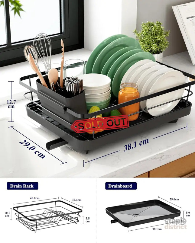 CARLA HOME Dish Drying Rack for Kitchen Counter with Removable Drip Tray, Utensil Holder and Cutlery Organizer-2050057500362936321