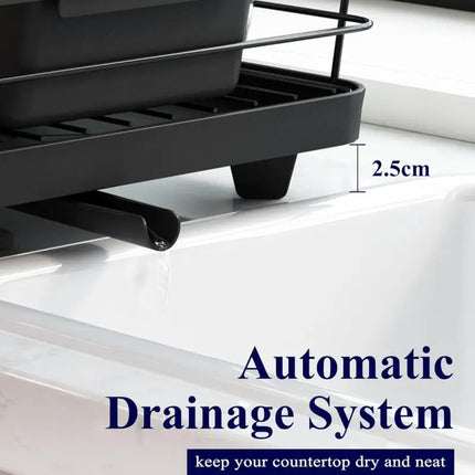 CARLA HOME Dish Drying Rack for Kitchen Counter with Removable Drip Tray, Utensil Holder and Cutlery Organizer-2050057500362936326