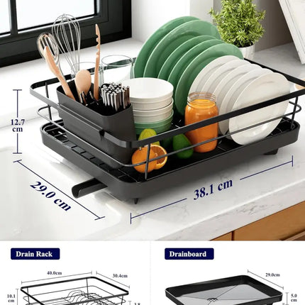 CARLA HOME Dish Drying Rack for Kitchen Counter with Removable Drip Tray, Utensil Holder and Cutlery Organizer-2050057500362936321