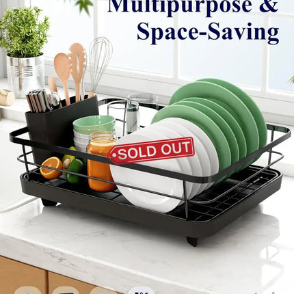CARLA HOME Dish Drying Rack for Kitchen Counter with Removable Drip Tray, Utensil Holder and Cutlery Organizer-2050057500362936324