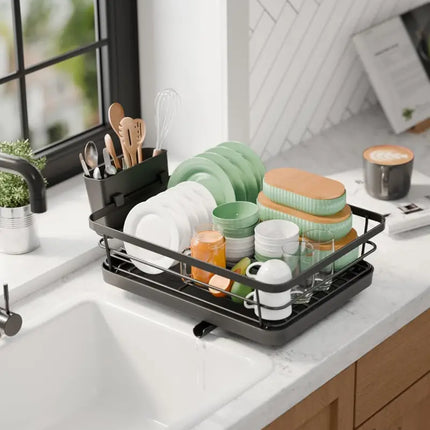 CARLA HOME Dish Drying Rack for Kitchen Counter with Removable Drip Tray, Utensil Holder and Cutlery Organizer-2050057500362936323